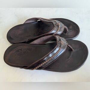OluKai Mea Ola Leather Sandal - Brown - Men’s Size 13 - Great Condition
